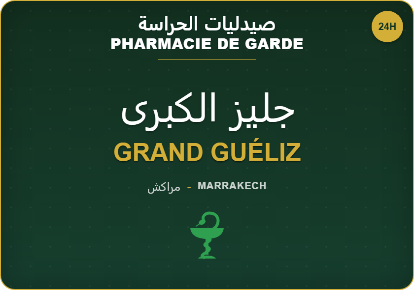 Pharmacies de garde à Grand Guéliz, Marrakech