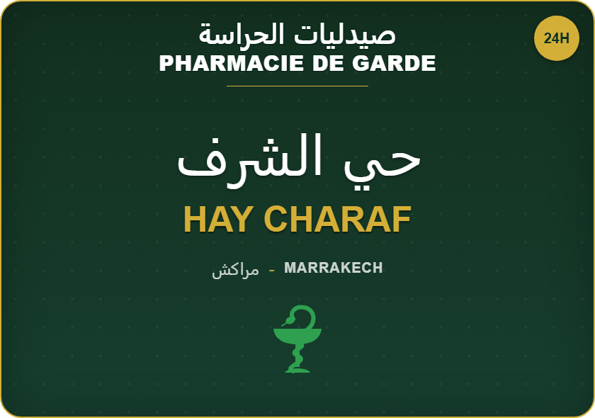 Pharmacies de garde à Hay Charaf, Marrakech